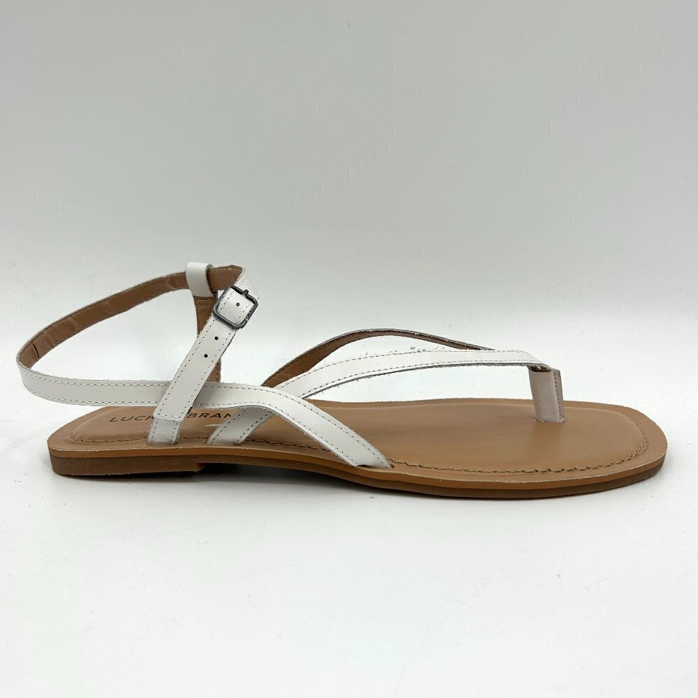 NIB LUCKY BRAND Bylee White Leather Strappy Summer Sandals Size 11